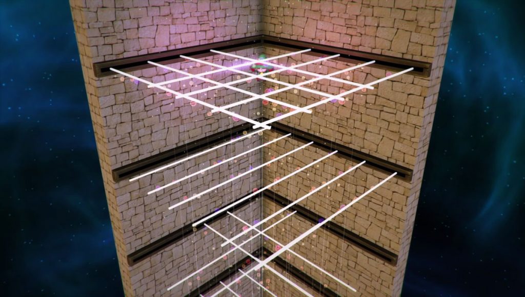 Free falling through a laser grid